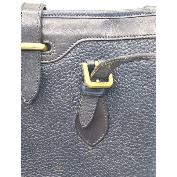 Vintage Dooney & Bourke Bag AWL Navy Blue Pebbled Leather Bucket Tote Shoulder B - Picture 5 of 15